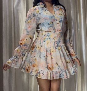 Korean floral print dress