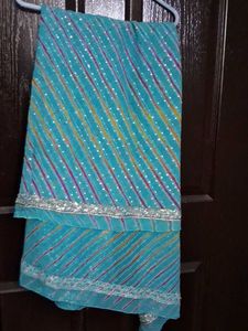 Blue Sequined Kurta Salwar set with Dupatta