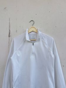 Adidas White 1/4 Zip Long Sleeve Top