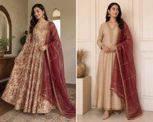 Maroon Dupatta with Gold Stripes