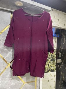 Maroon Embroidered Kurta