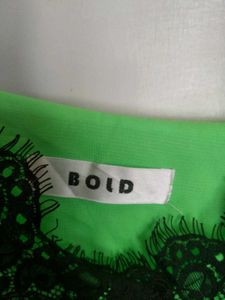 Neon Green Lace Trim Cami Dress