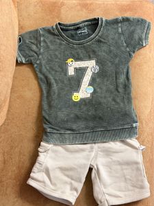 Boys Green Graphic T-Shirt & Shorts Set
