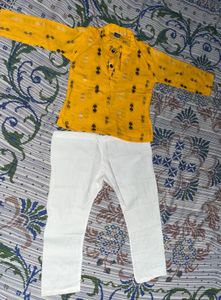 Yellow Printed Kurta & payjama