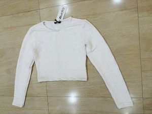 White Textured Long Sleeve Top Zudio
