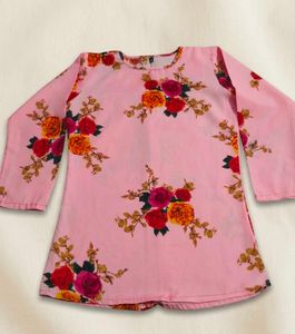 Pink Floral Print Kurta