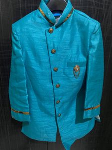 INDIAN ETHNIC FULL SLEEVS JACQUARD INDO WESTERN SHERWANI AND DHOTI SET