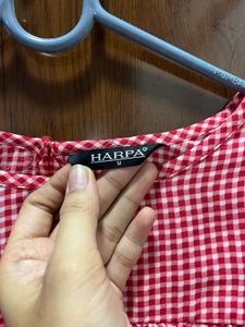 Harpa Red Gingham Ruffle Top
