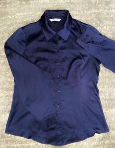 Satin Elegant Navy Blue Shirt
