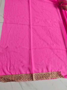 Elegant Pink Embroidered Saree