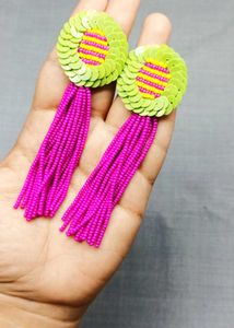 Vibrant Beaded Tassel Earrings