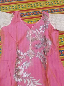 Pink Embroidered Kurta