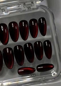Stunning Red Cat Eye Press-On Nails