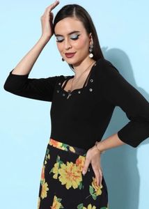 Dressberry Regular Sleeves Women Black Top