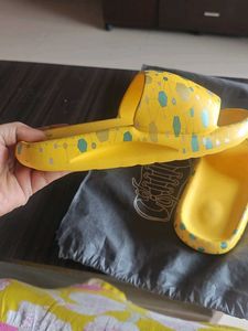 Bright Yellow Slip-On Slides