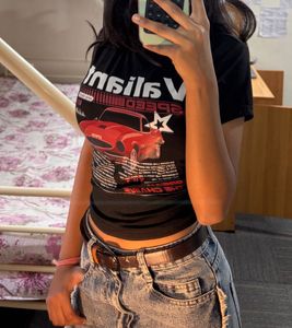 Y2K Graphic Cropped Black Tee | Streetwear 🏁
