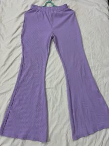 Lavender Ribbed Flare Pants