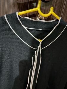 Black Cardigan with White Trim