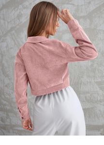 Pink Corduroy Cropped Jacket