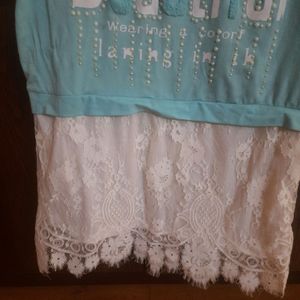 Next to New Baby Blue Lace top