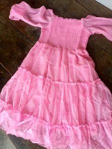 Chic Pink Tiered Smocked Dress