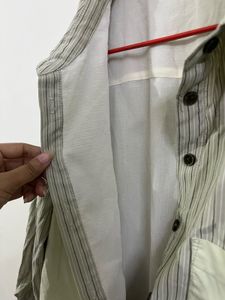 Striped Shirt Dress with Ruffle Hem