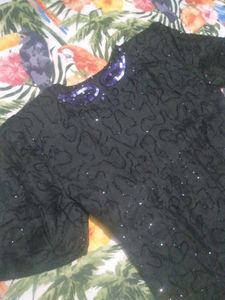Sparkling Embellished Black Blouse