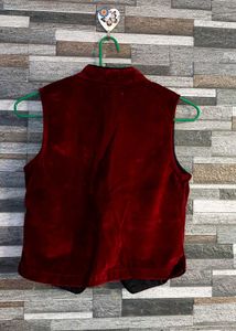 Elegant Maroon Velvet Vest for Boys with broach