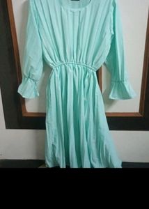 Sky-blue Dress Below Knee