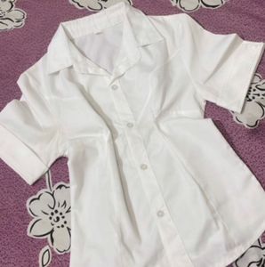 Classic White Short-Sleeve Button-Up Shirt