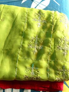 Green pink saree with blouse 44 inch Android