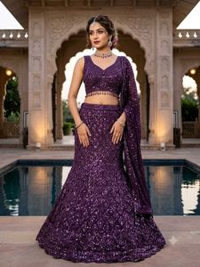cocktail wine beaded fish cut lehenga choli