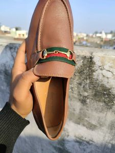Gucci Brown Leather Loafers(6,7,8 Size)