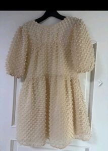Cream Textured Party Dress