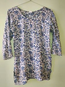 Blue Floral Print Kurta