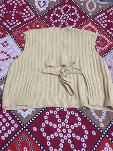 Yellow Sleeveless V-Neck Sweater Vest
