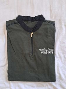 Men's Dark Green Zip Polo T-Shirt