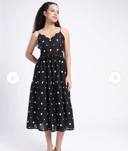 Stylish Polka Dot Tiered Midi Dress