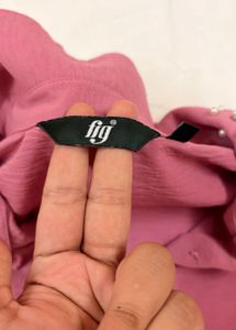 Pantaloon Pink Stylish Pearl Embellished Top