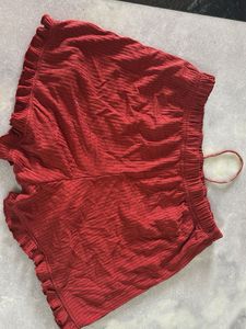 Red Ruffled Shorts