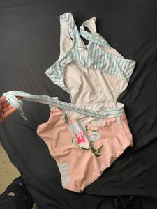 Striped &amp; Floral One-Piece Swimsuit