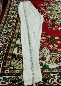 Embellished White Comfort Pants