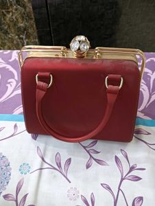 Bridal Red Clutch Handbag with Embellishments
