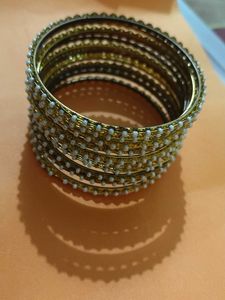 Set of Elegant White Beaded Bangles
