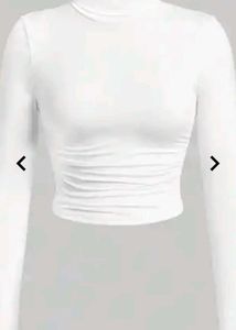 Chic White Ruched Long Sleeve Top