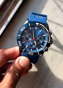 Stylish Blue Sports Watch For Men ⌚ (Rubber Strap)