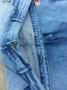 Men's Blue Wash Cargo Jeans