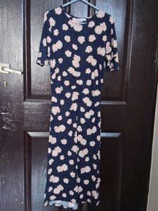 Navy Floral Midi Dress
