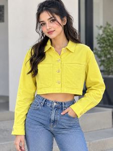 Zara Yellow Cropped denim Jacket
