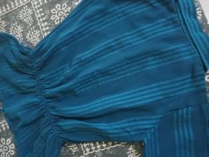 Stylish Blue Striped Peplum Top